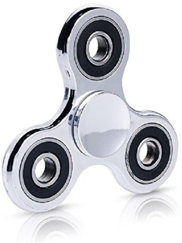 Premsons Fidget Spinner Four 608RS Bearing - Metallic Silver + Black(Silver)