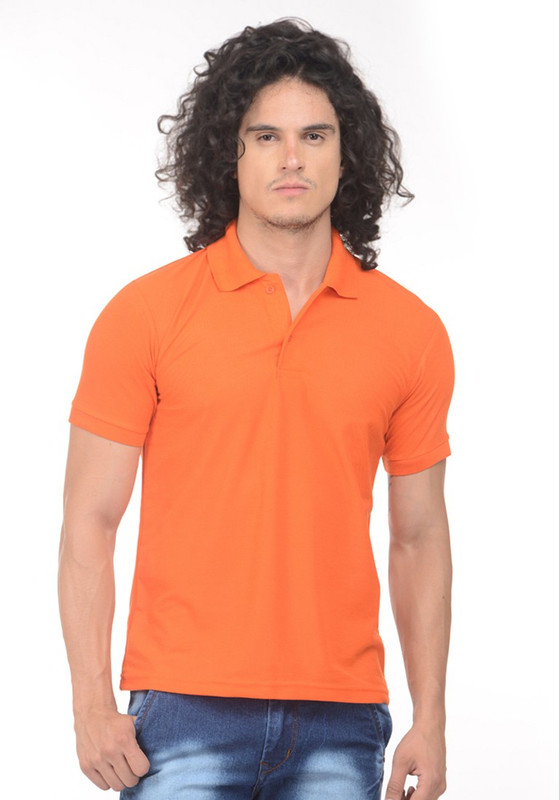 Gold Axe Solid Men Polo Neck Orange T-Shirt Gold Axe Solid Men Polo Neck Orange T-Shirt