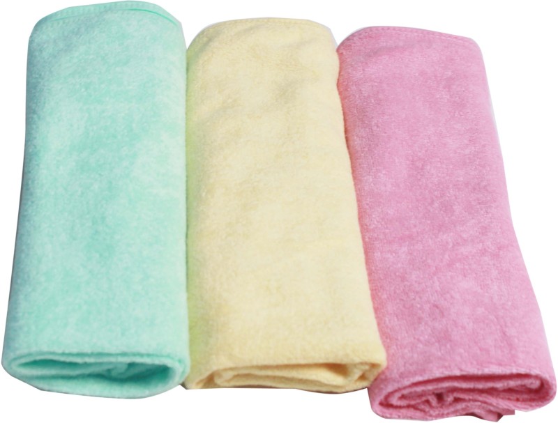 Jo Kids Wear Cotton Terry 208 GSM Bath Towel Set(Pack of 3, Green, Pink, Yellow)