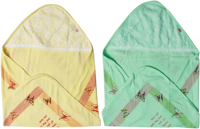 Jo Kids Wear Cotton Terry 208 GSM Bath Towel(Pack of 2, Yellow, Green)