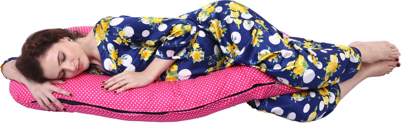 Momsyard Polka Dots in Pink Color Pregnancy Pillow(Cyan)