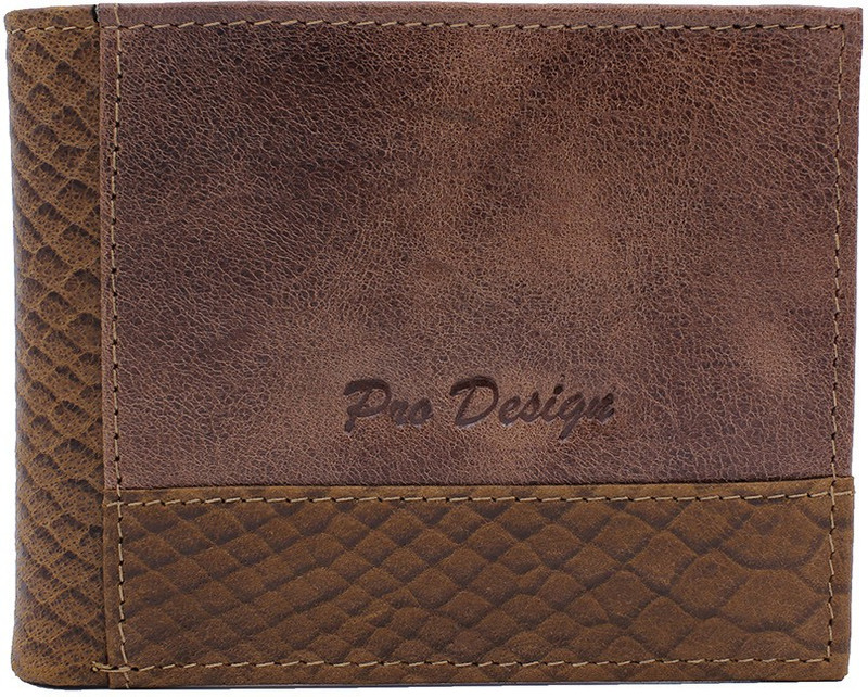 Pro Design Men Tan Genuine Leather Wallet(5 Card Slots)