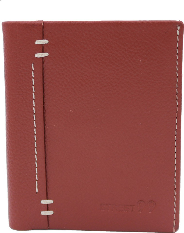 street 99 Men Orange Genuine Leather Wallet(10 Card Slots)