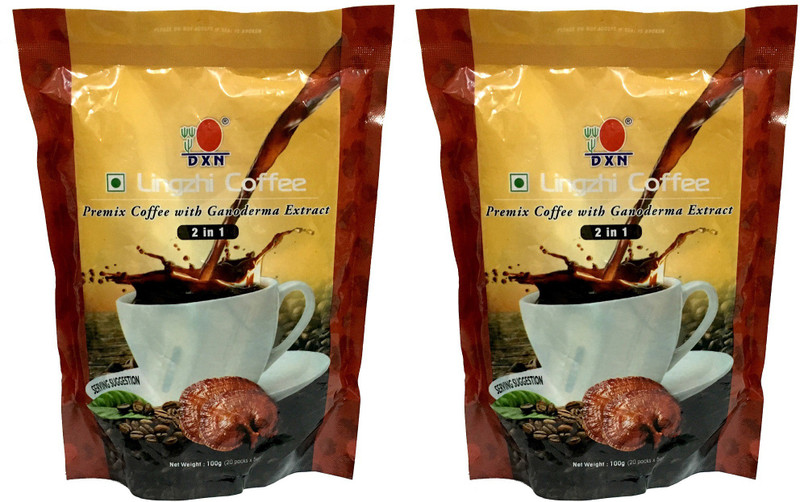DXN LINGZHI COFFEE 2 in 1 (Premix coffee with ganoderma extract) 40 sachet of 5gm coffee 200gm(Pack of 2*20 sachet) Instant Coffee(2 x 100 g)