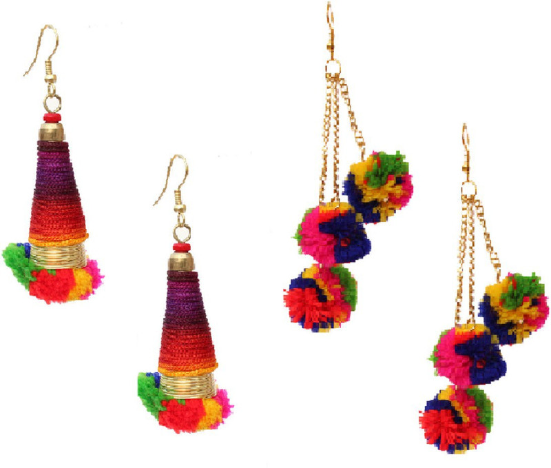 kaizer jewelry Combo of 2 Fabric Tassel Earring