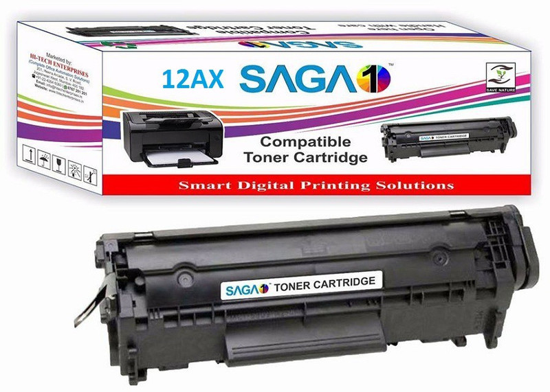 saga1 12A X Large Size Compatible Toner Cartridge For Hp Laserjet 1010, 1012, 1015, 1018, 1020, 1022, 1022n, 3020, 3030, 3050, 3052, 3055, M1005, M1319f (Black) (Q2612AX) Single Color Ink Toner(Black)