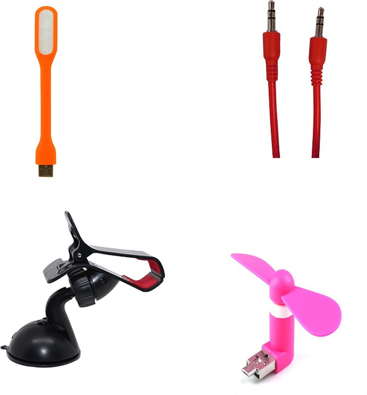 minifox LED LIGHT, AUX CABLE, MOBILE HOLDER, MINI USB FAN Combo Set(Multi - Text
Used For: ID, Title)