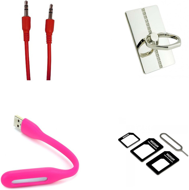 minifox AUX CABLE, GRIP MOBILE HOLDER, LED LIGHT, NOOSY SIM Combo Set(Multi - Text
Used For: ID, Title)