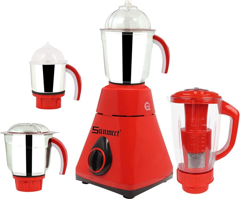 Sunmeet New_MG16-663 MG16-663 600 W Juicer Mixer Grinder(Red, 4 Jars)
