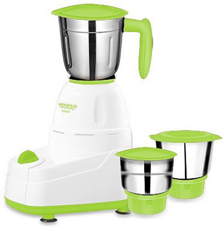 Maharaja Whiteline CROWN 500 W Mixer Grinder(WHITE AND GREEN, 3 Jars)