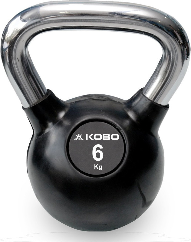 KOBO 6 Kg Rubber Coated Cast Iron With Chrome Handle (IMPORTED) Black Kettlebell(6 kg)