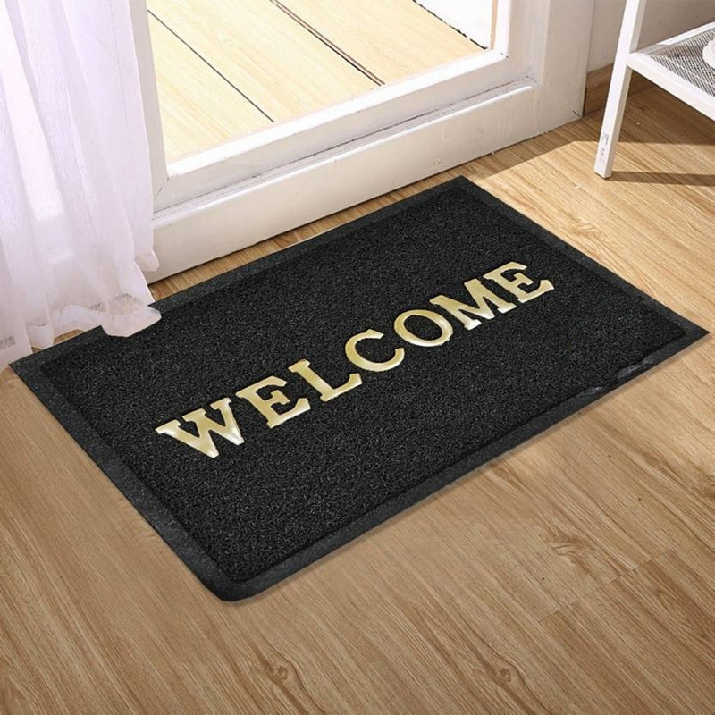 kihome PVC (Polyvinyl Chloride) Door Mat(Black, Free)