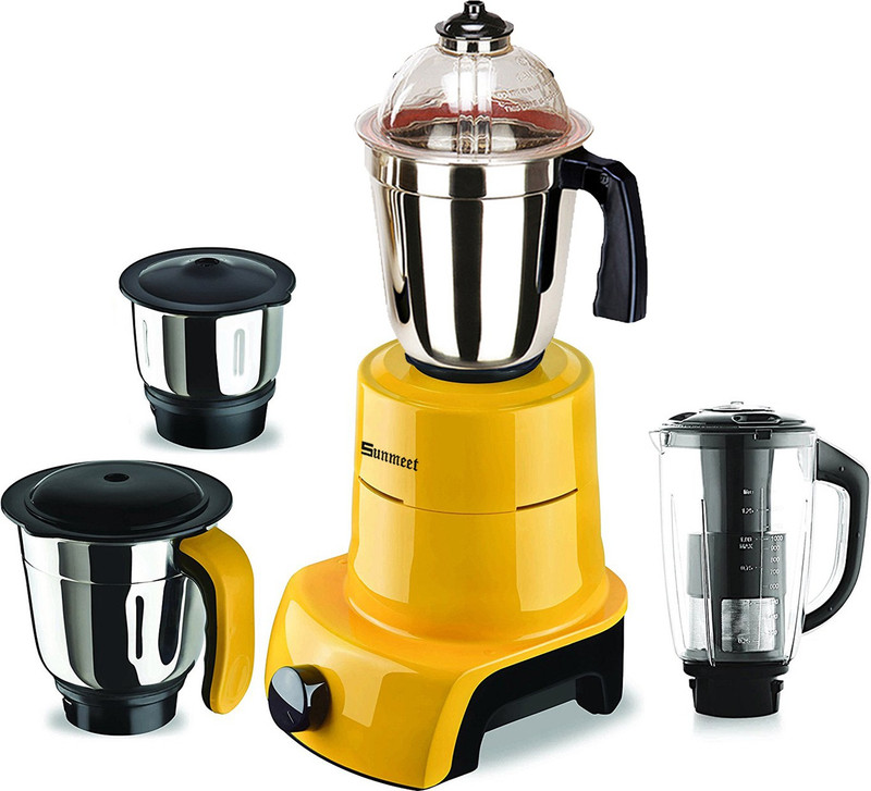Sunmeet MG17-TAC-Gla-90 750 W Juicer Mixer Grinder(Yellow, 4 Jars)