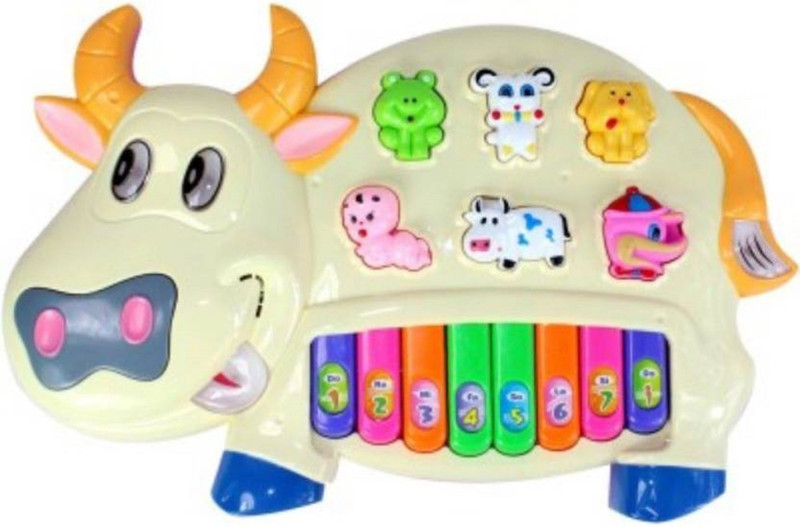 Amazia Cow shaped Keyboard Piano Learning Toy with different sound for Kids(Multicolor)