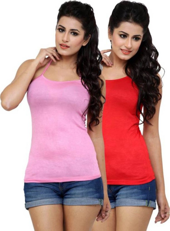 Falguni Fashion Casual Sleeveless Solid Women Red, Pink Top