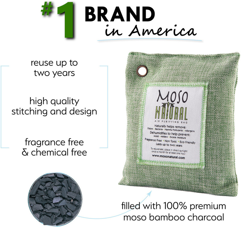 moso natural Air Purifying Bag 500g Green Color Naturally Removes Odors,Allergens and Harmful Pollutants Odor . Suitable for Kitchens, Basements, Bedrooms, Living Areas. Reuse upto 2 years … Portable Room Air Purifier(Green)