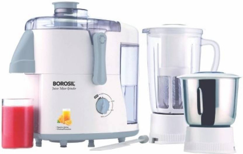 Borosil Primus 500 W Juicer Mixer Grinder(White & Grey, 2 Jars)