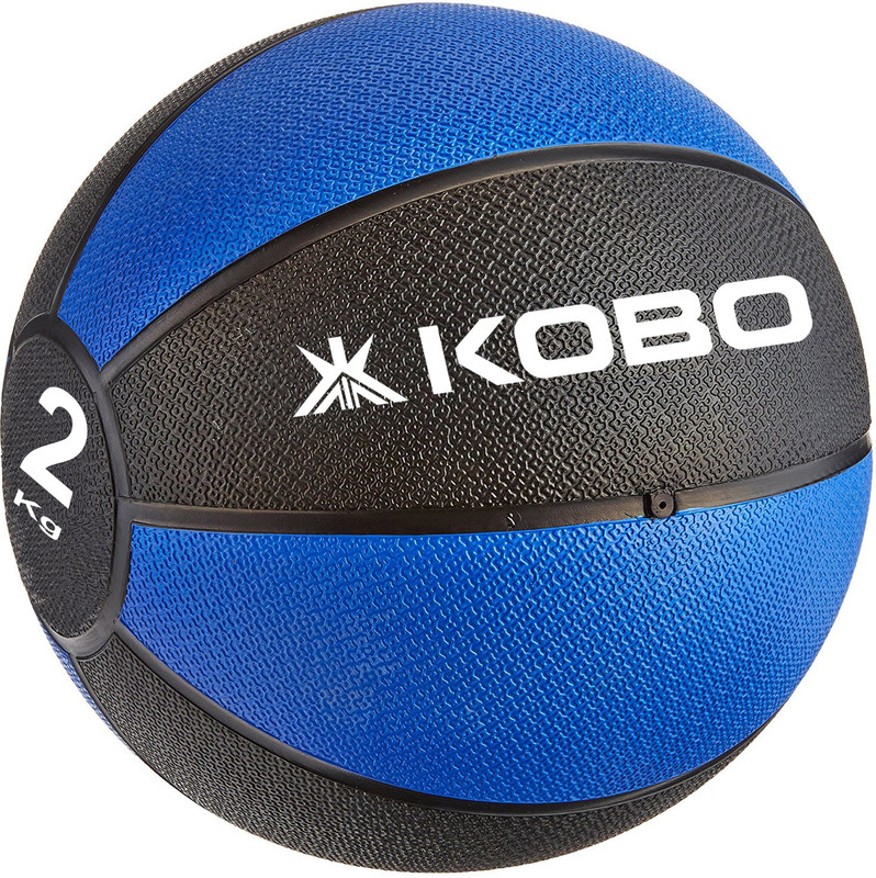 KOBO 2 Kg Training - Slam with Easy-Grip Textured Surface and Ultra-Durable Rubber Shell (Imported) Medicine Ball(Weight:  2 Kg, Blue, Black)