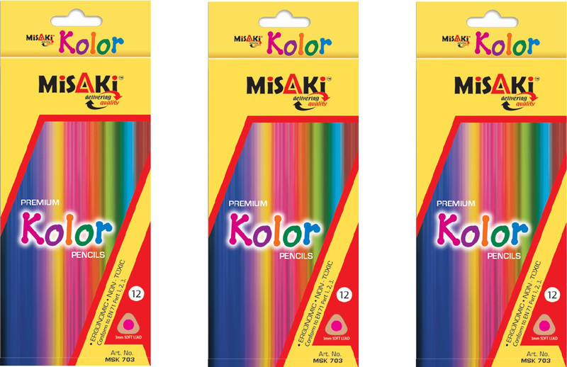 misaki Premium Triangular Shaped Color Pencils(Set of 3, Multicolor)