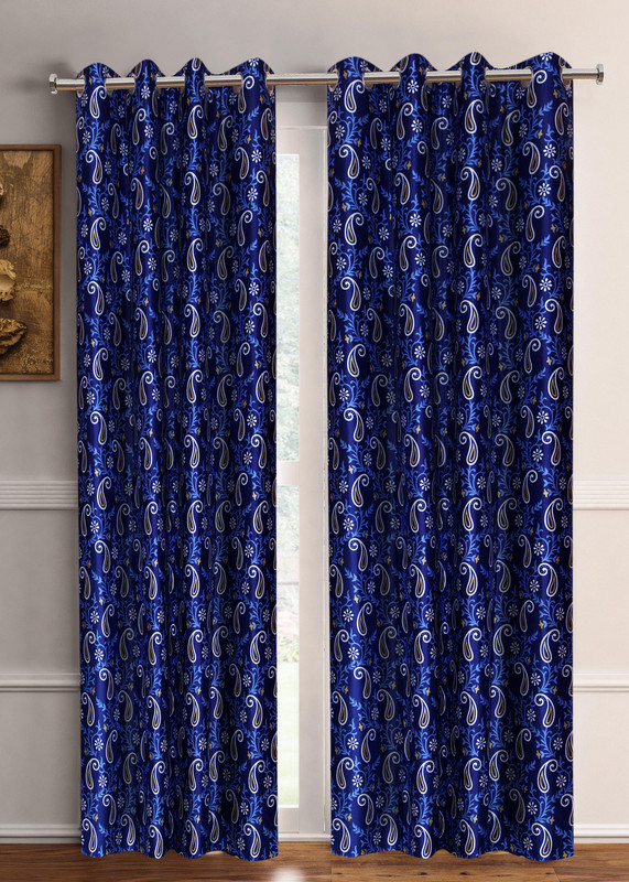 Flipkart SmartBuy 213 cm (7 ft) Polyester Door Curtain (Pack Of 2)(Printed, Blue)