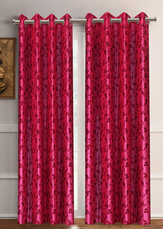 Flipkart SmartBuy 210 cm (7 ft) Polyester Door Curtain (Pack Of 2)(Printed, Pink)