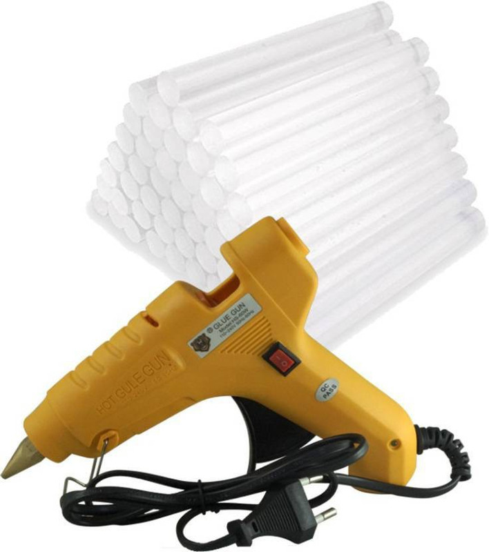 provouge heavy duty gold quality glue gun free 40 glue stick size 8 inch for quick joint paper cloths shoes ,sandal,sandal, toys,and multipurpose bond Standard Temperature Corded Glue Gun(11 mm)