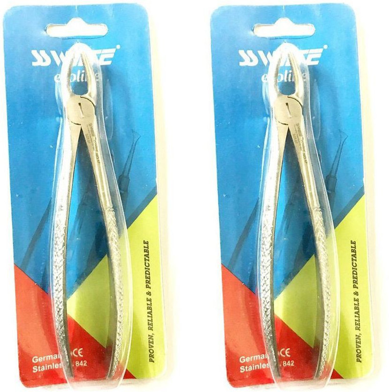 ss white Extraction Forceps Set Upper Molar Left & Upper Molars Right Fig. No #17 #18 Serrated Forceps
