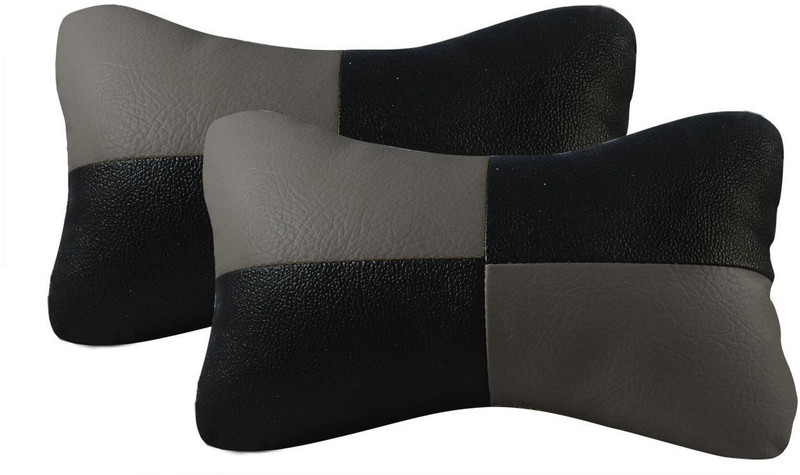 Everything Imported Black, Grey Jute Car Pillow Cushion for Universal For Car(Rectangular, Pack of 2)