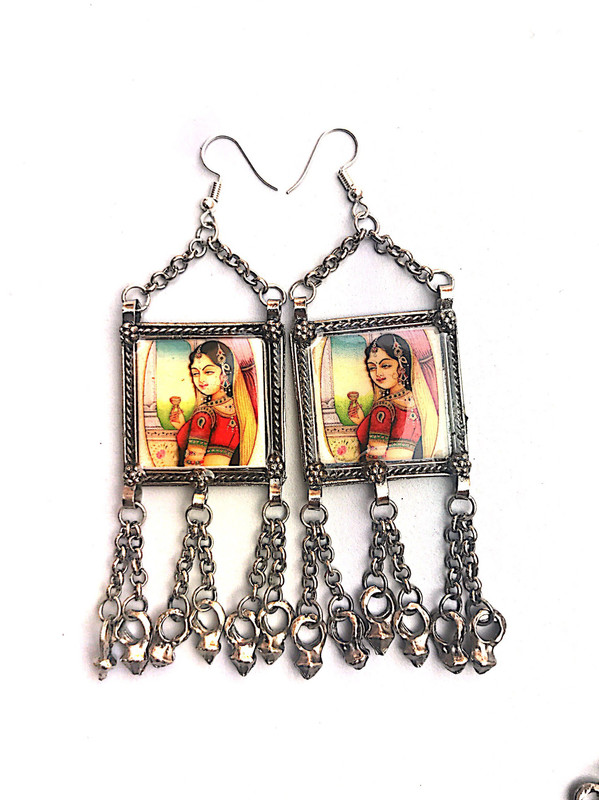 the closet drama Padmavati inspired painting-photo statement Metal Drops & Danglers