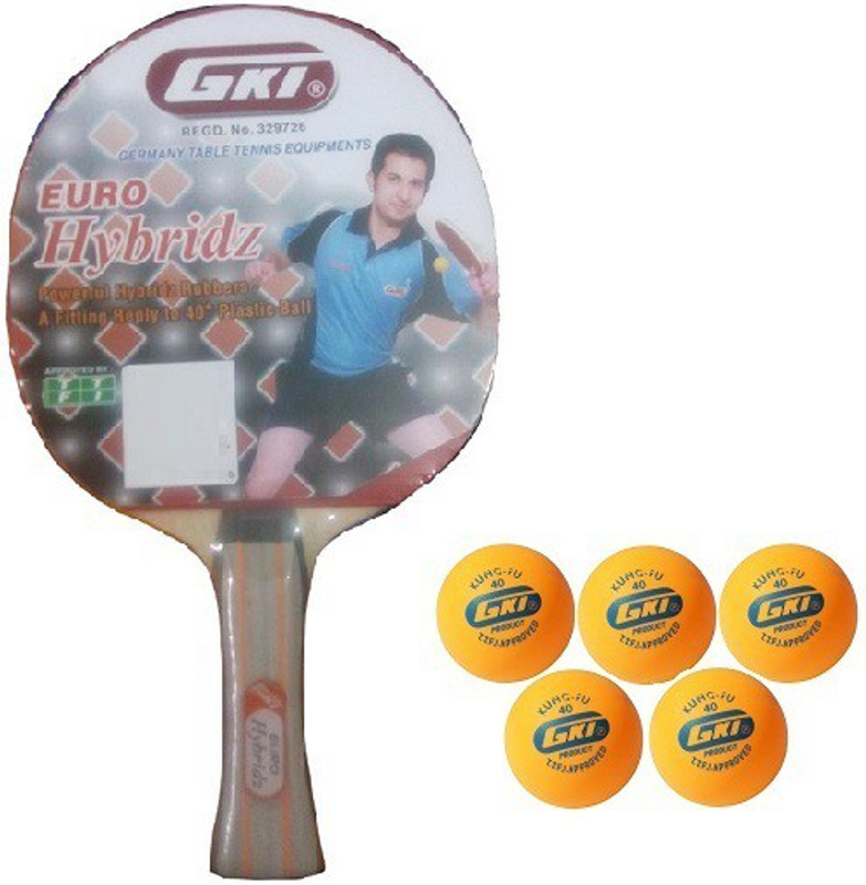 Buy GKI Combo of Two, One 'Euro Hybridz ' table tennis racquet and Five