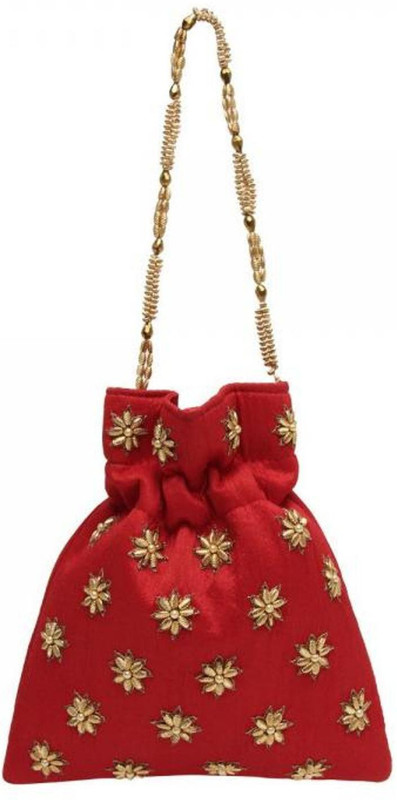 Vdesi Gold flower potli Potli(Red)