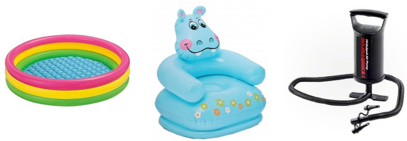 DINAARKAN COMBO OF 3 FEET BATH TUB AND 2.5 FEET INFLATABLE HIPPO CHAIR WITH AIR PUMP(Multicolor)