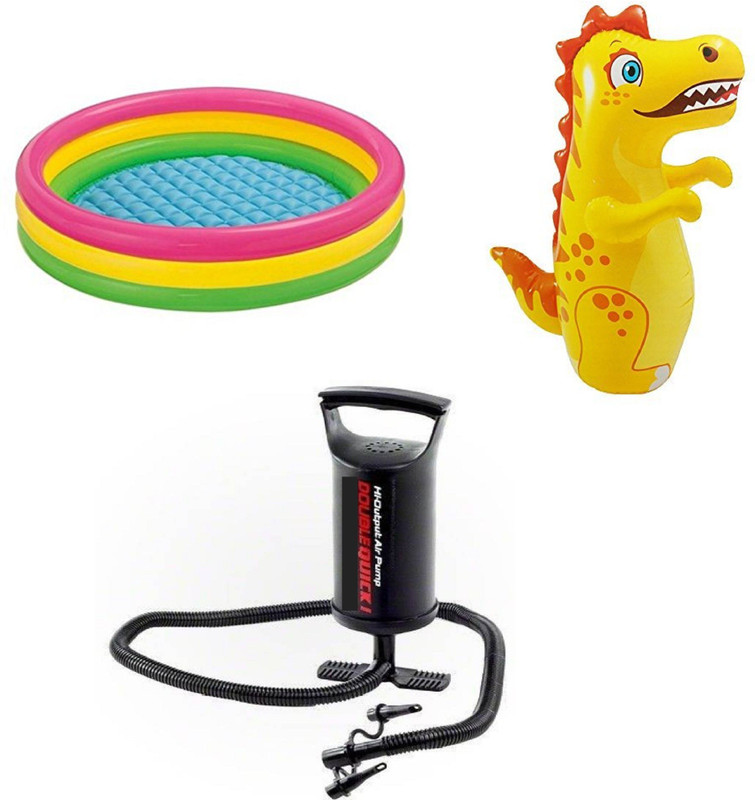 DINAARKAN COMBO OF 3 FEET BATH TUB AND 3 FEET INFLATABLE HIT ME DRAGON WITH AIR PUMP(Multicolor)