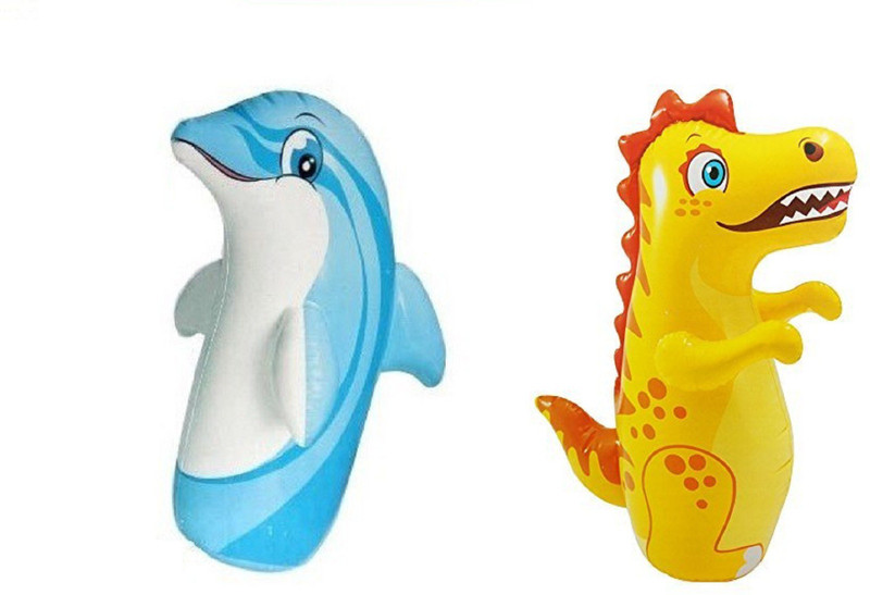 DINAARKAN COMBO OF 3 FEET INFLATABLE HIT ME DOLPHIN AND 3 FEET INFLATABLE HIT ME DRAGON(Blue, Yellow)