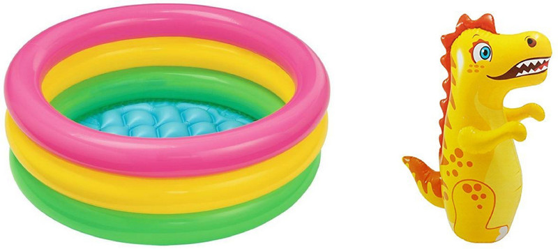 DINAARKAN COMBO OF 2 FEET BATH TUB AND 3 FEET INFLATABLE HIT ME DRAGON WITH AIR PUMP(Multicolor)