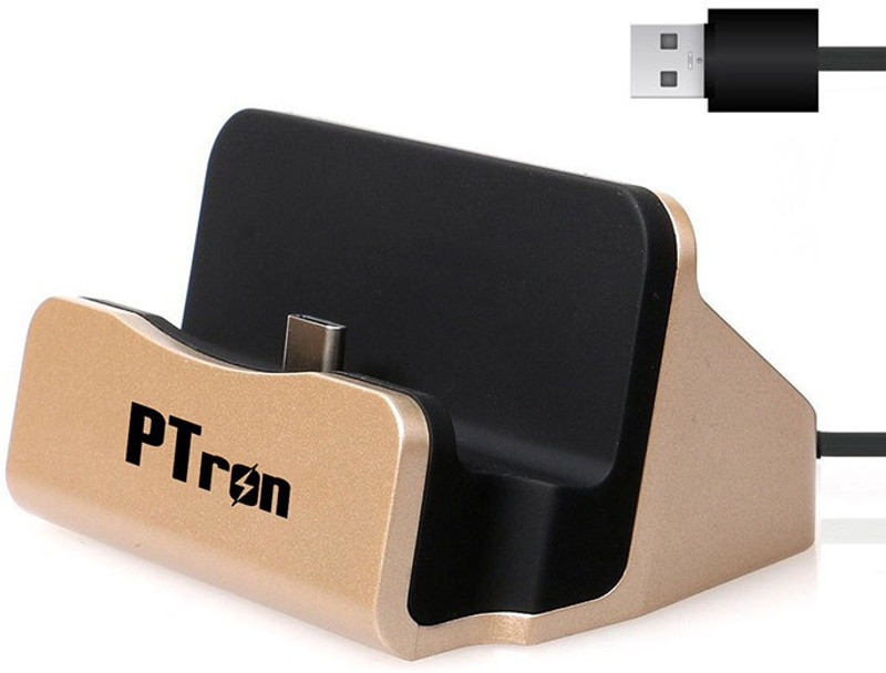 PTron Cradle Charging & Sync Type-C Gold Dock(Gold)