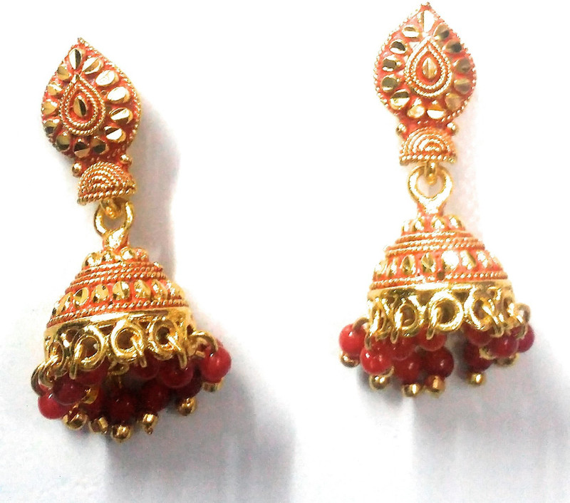 akshara jewels meena earrings for girls and women for every day wear and traditional look Beads Brass Jhumki Earring