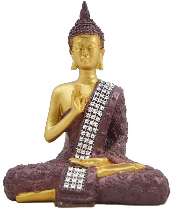 crafts for you Beautiful antique meditating Buddha Statue/idol in Golden & Brown Decorative Showpiece  -  18 cm(Polyresin, Gold, Brown)