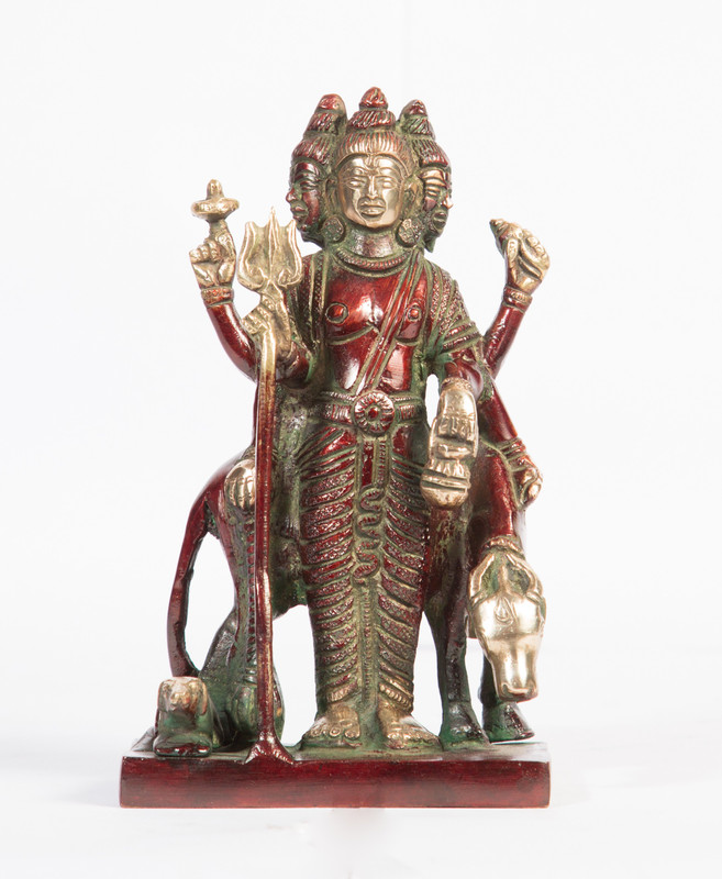 arihant craft Hindu God Dattatreya Idol Lord Brahma Vishnu Statue Shiva Sculpture Hand Work Decorative Showpiece  -  11 cm(Brass, Multicolor)