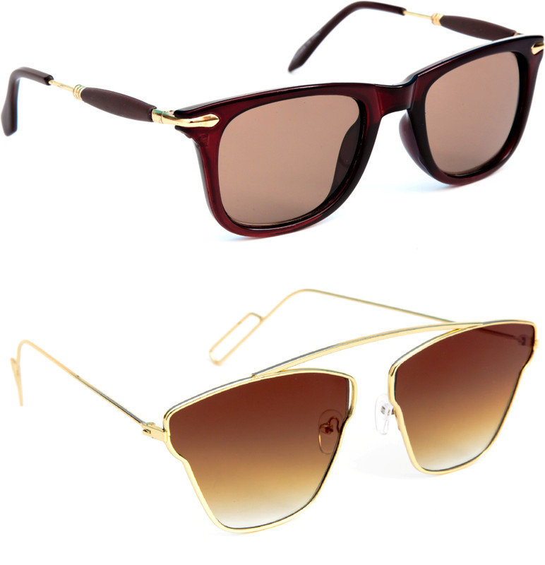 TheWhoop Wayfarer, Aviator Sunglasses(Brown)