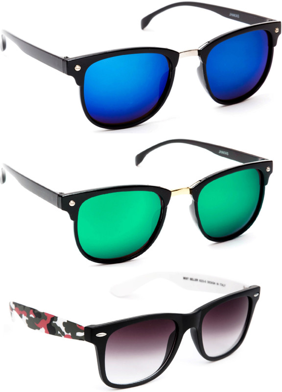 TheWhoop Wayfarer Sunglasses(Blue, Green, Black)