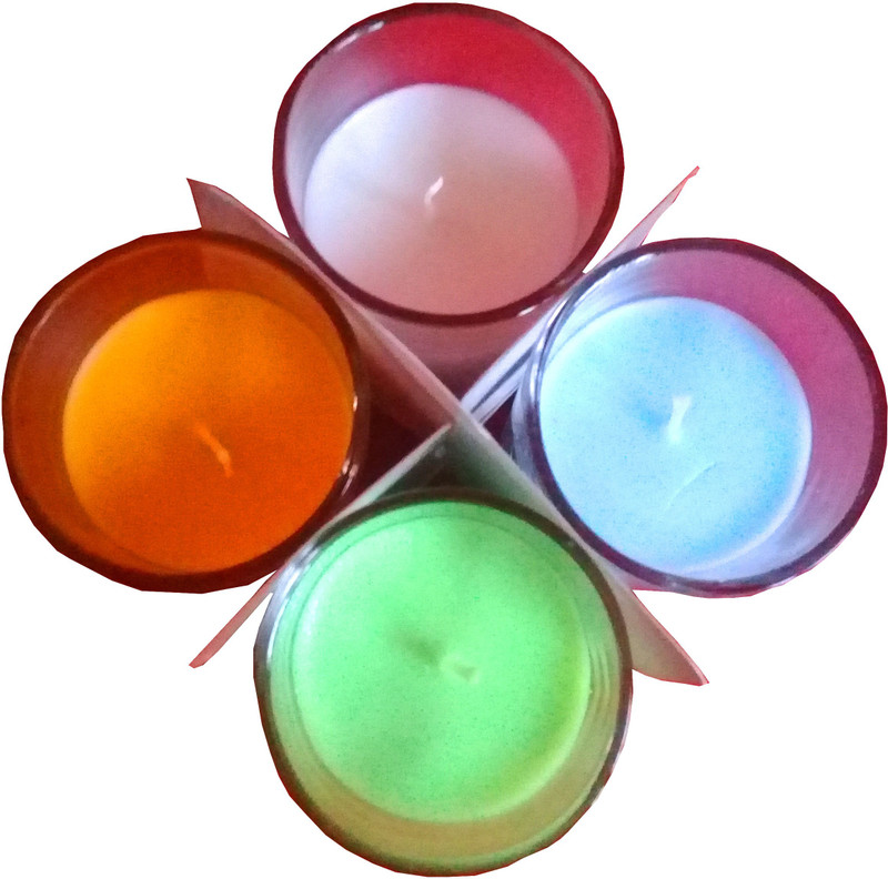 sellersindiya scented candles set of 4 Candle(White, Green, Blue, Yellow, Pack of 4)