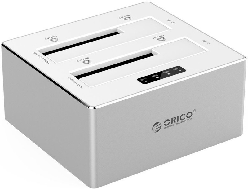 Orico ORICO Aluminum 2.5 & 3.5 inch USB3.0 with 1 to 1 Clone External Hard Drive Dock - Silver (6828US3-C) Dock(Silver)