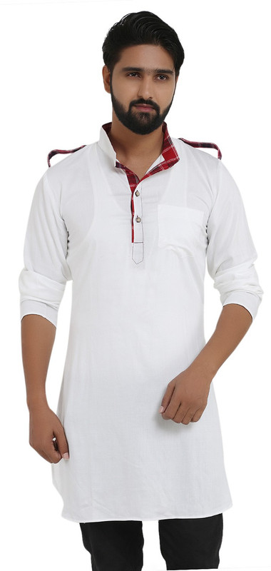 kiez fashion Men Colorblock Pakistani Kurta(Red, White)