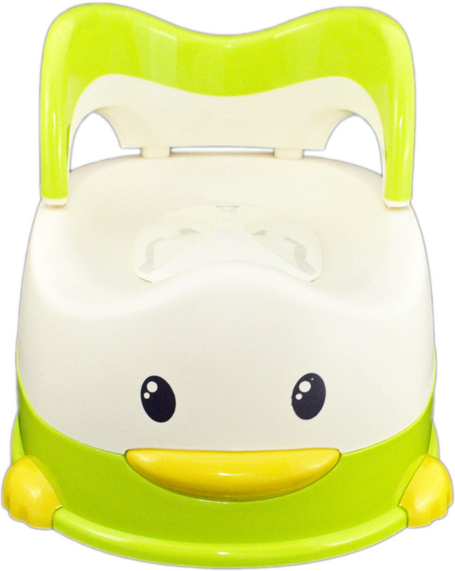 Babysid Collections Potty Chair Duck Look with Lid and Easy Clean Tray Potty Box(Green, Cream)