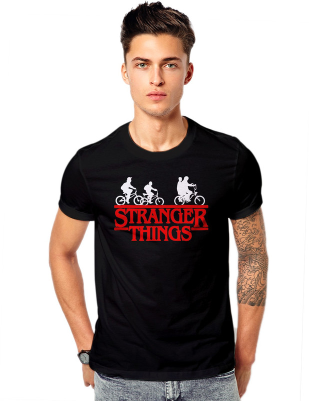 Royal Nesher Printed Men & Women Round Neck Black T-Shirt