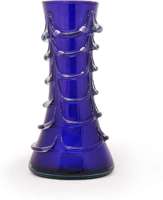 cratly pure glass flower vase 3x3x7 (LXBXH) Inch Glass Vase(7 inch, Blue)