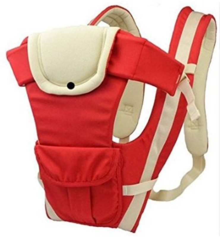 Smilecasters Adjustable Hands-Free 4-in-1 (with Comfortable Head Support & Buckle Straps) Baby Carrier Baby Carrier(Red, beige, Front carry facing out)