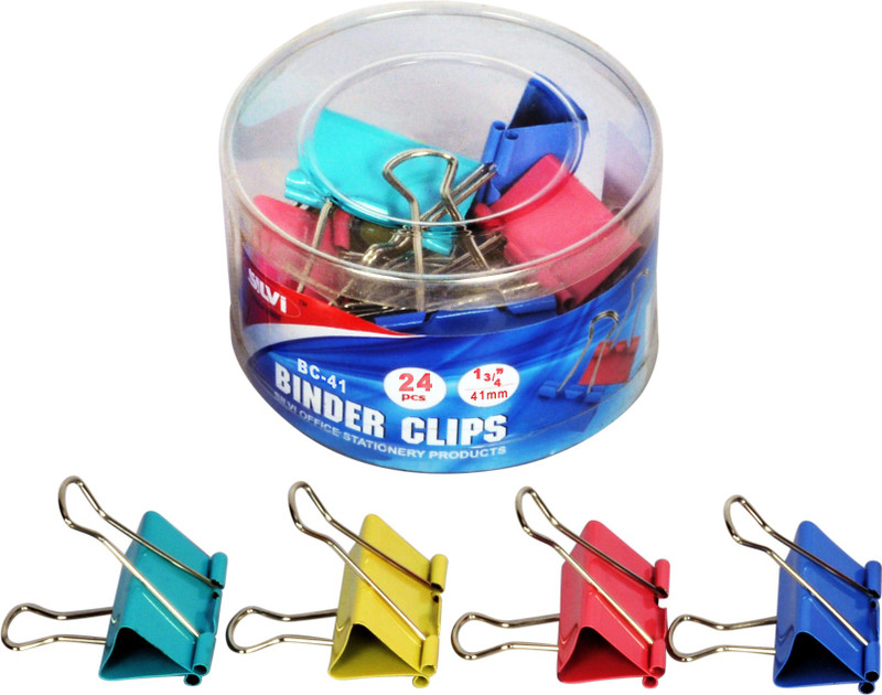 silvi S_056 41 Stell Coloured Binder Clips 41mm (24 pcs) …(Set of 24, Multicolor)