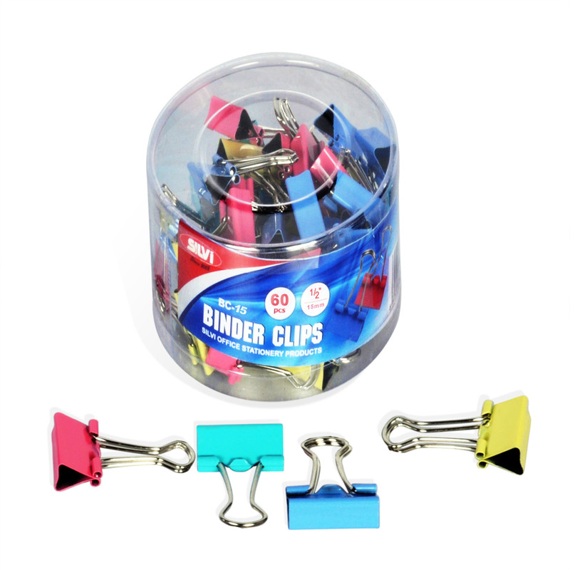silvi S_048 15 Steel Silvi Brand Color Binder Clips 15mm (Pack of 60 clips) …(Set of 60, Multicolor)